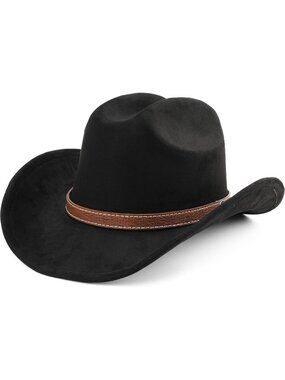 Kids Black Pull-On Western Costume Cowboy Hat with Brown Band
